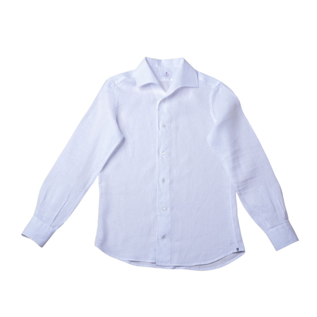 White 1 piece linen casual Long Sleeve Shirt