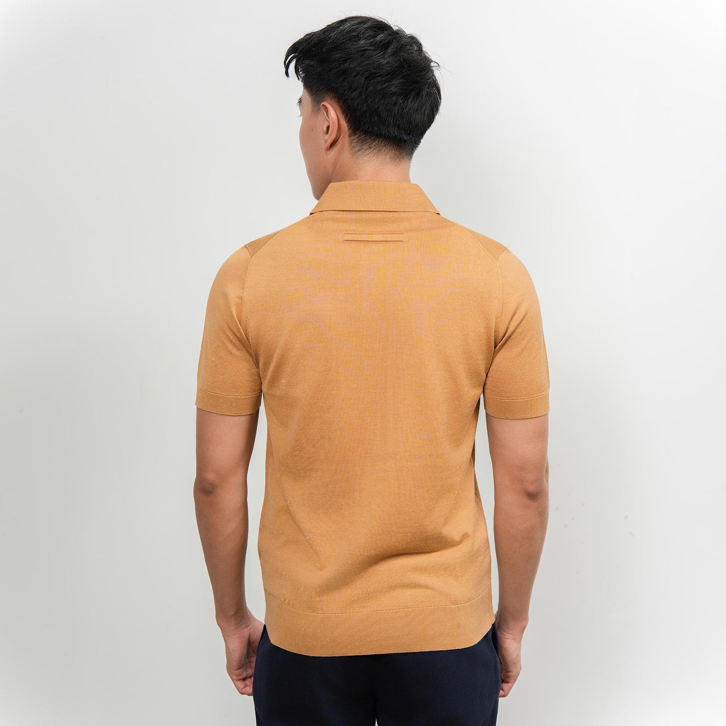 Wool & Silk Machine-Washable Polo Shirt - Camel