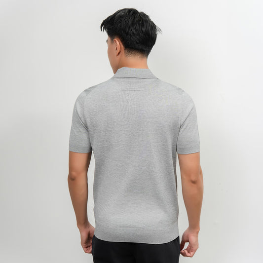 Wool & Silk Machine-Washable Polo Shirt - Grey