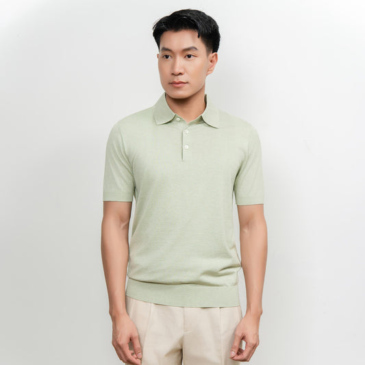 Wool & Silk Machine-Washable Polo Shirt - Mint