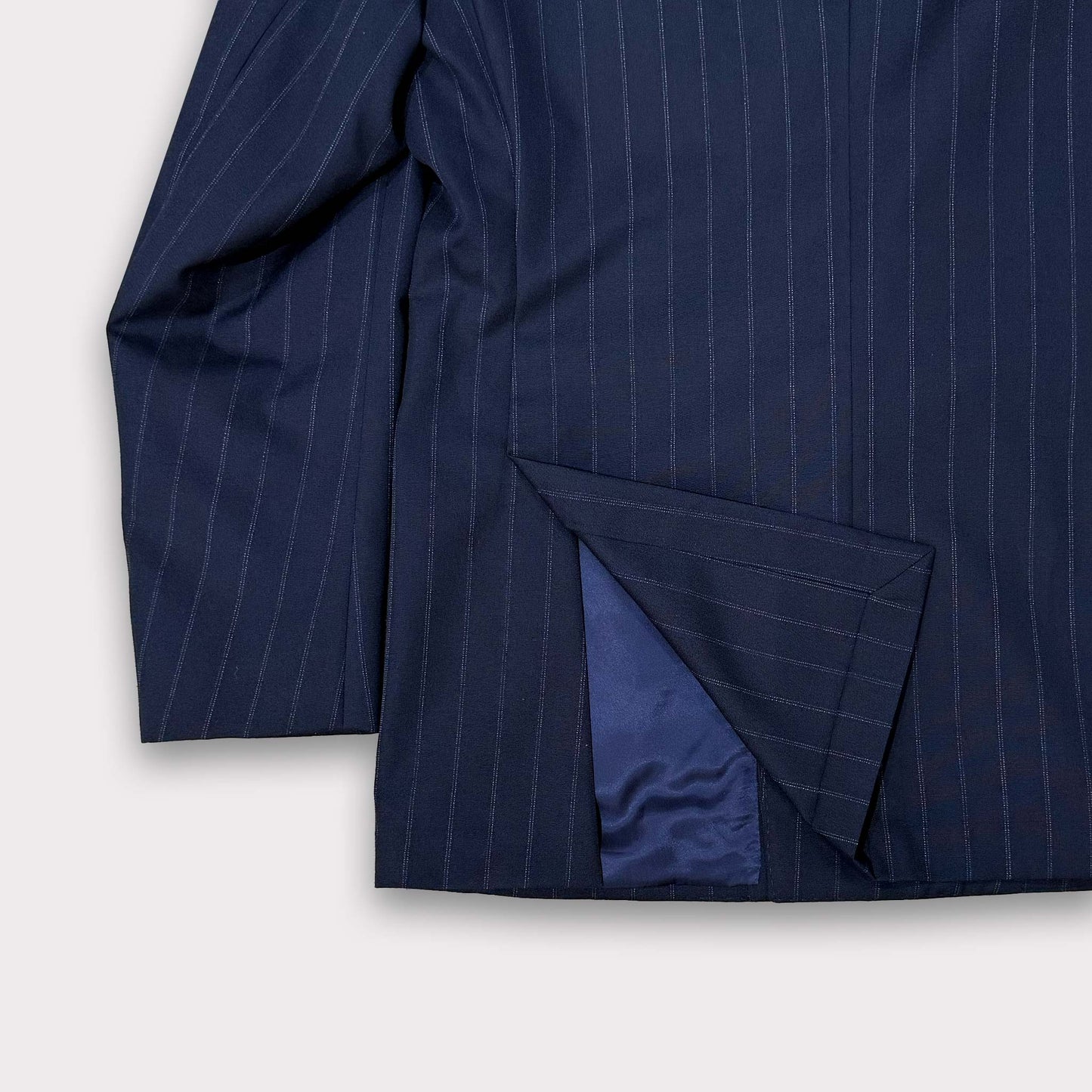 RING JACKET Formal Suit – Navy with White Pinstripes