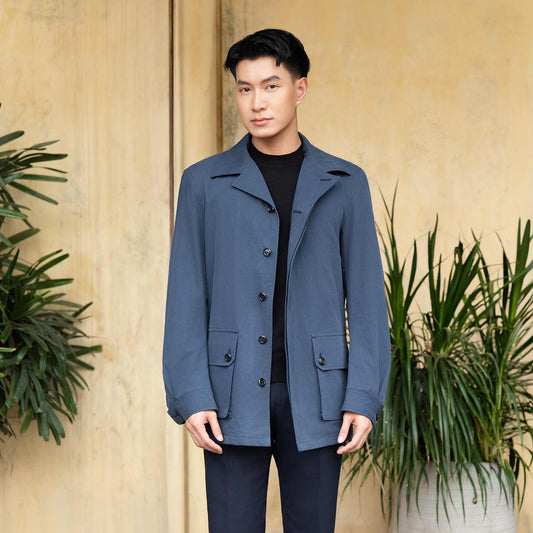 Ring Jacket Safari Jacket - Navy