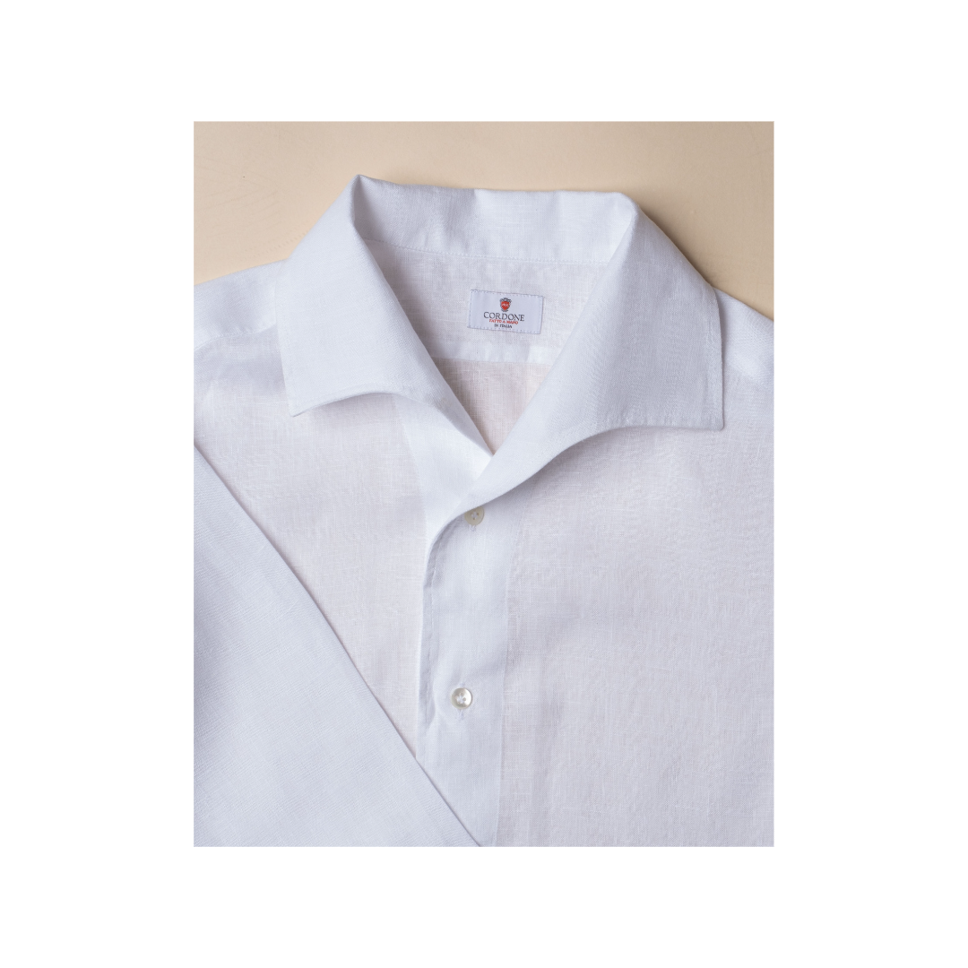 White 1 piece linen casual Long Sleeve Shirt