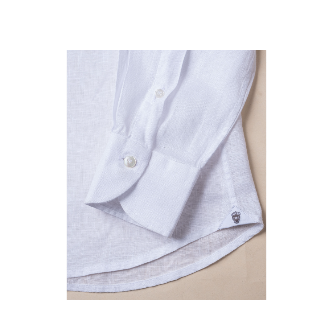 White 1 piece linen casual Long Sleeve Shirt