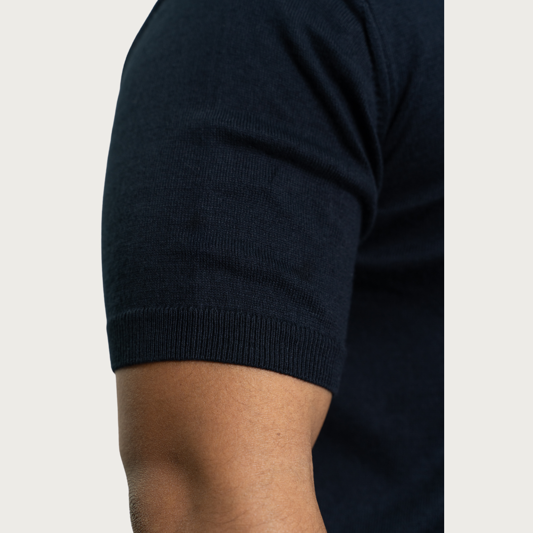 Resort Co Navy Blue Knitted Polo Shirt