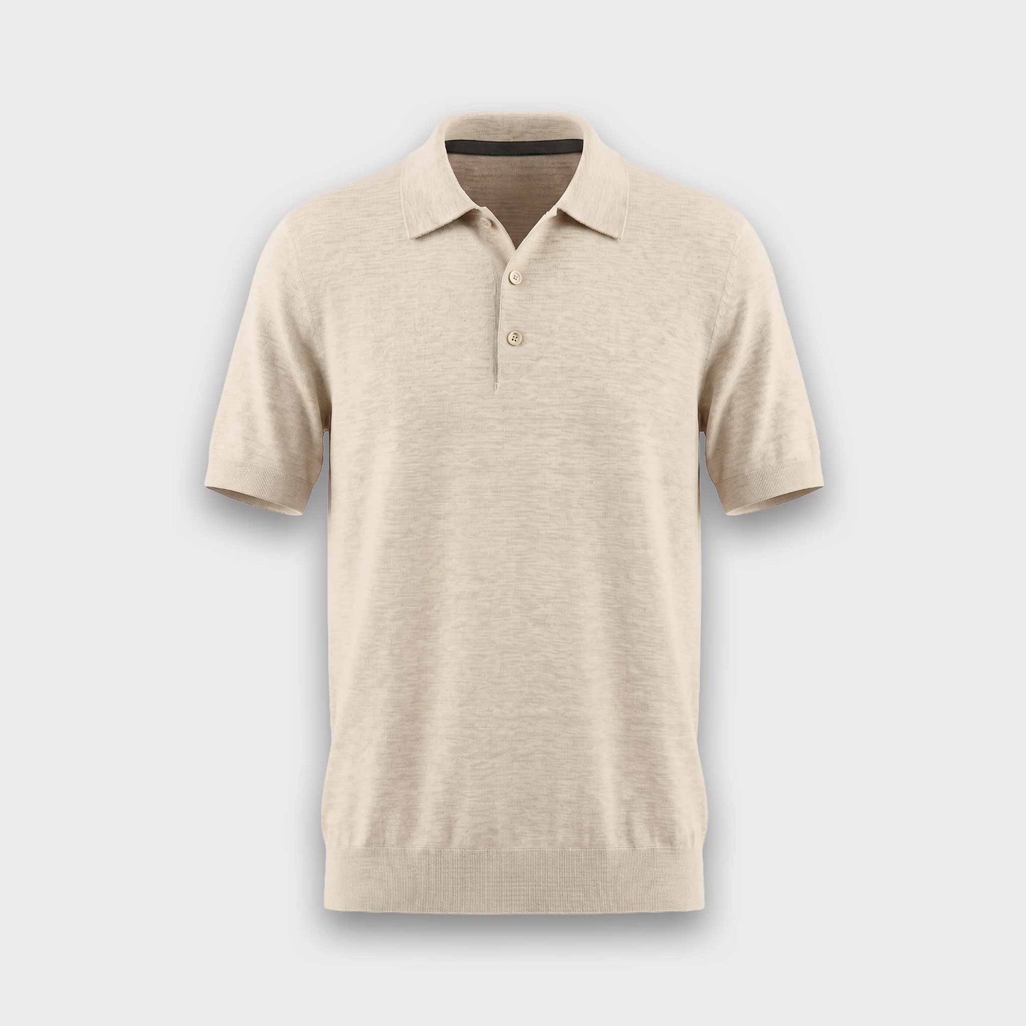 Wool & Silk Machine-Washable Polo Shirt - Beige