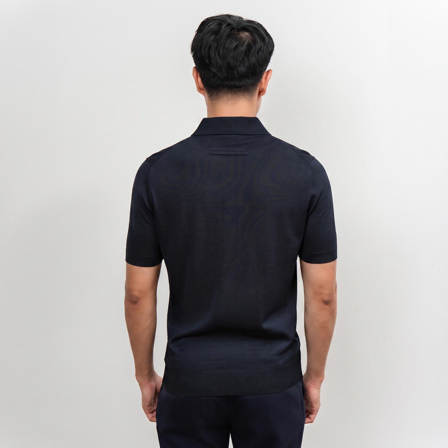 Wool & Silk Machine-Washable Polo Shirt - Black
