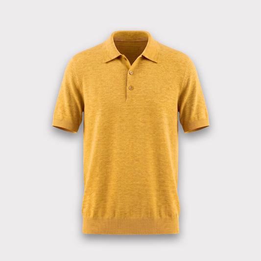 Wool & Silk Machine-Washable Polo Shirt - Camel