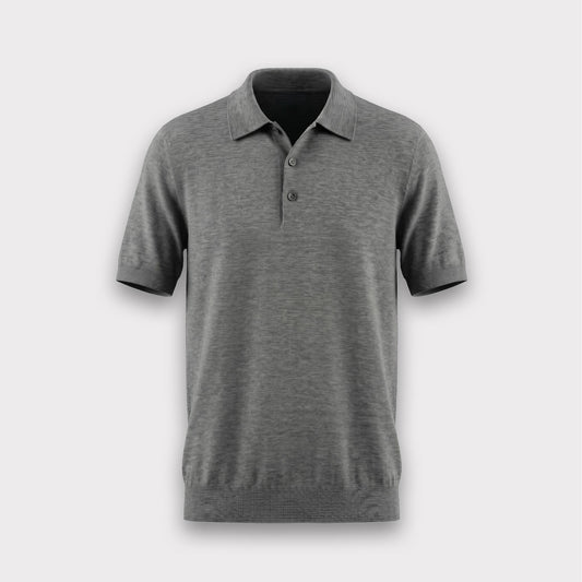 Wool & Silk Machine-Washable Polo Shirt - Dark Grey