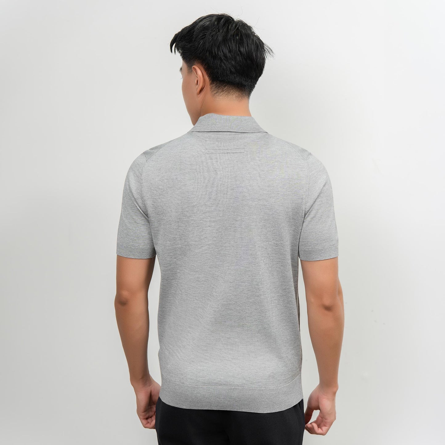 Wool & Silk Machine-Washable Polo Shirt - Grey