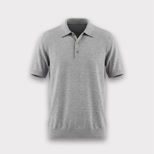 Wool & Silk Machine-Washable Polo Shirt - Grey