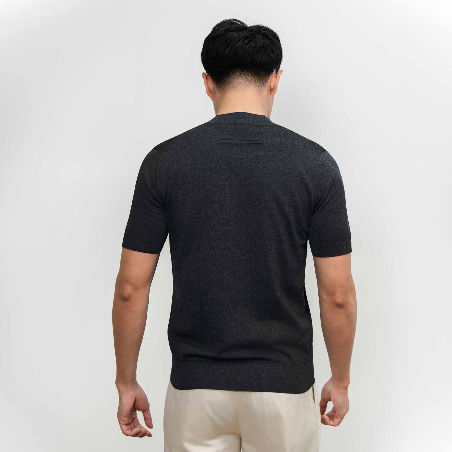 Wool & Silk Round Neck Knitwear - Black