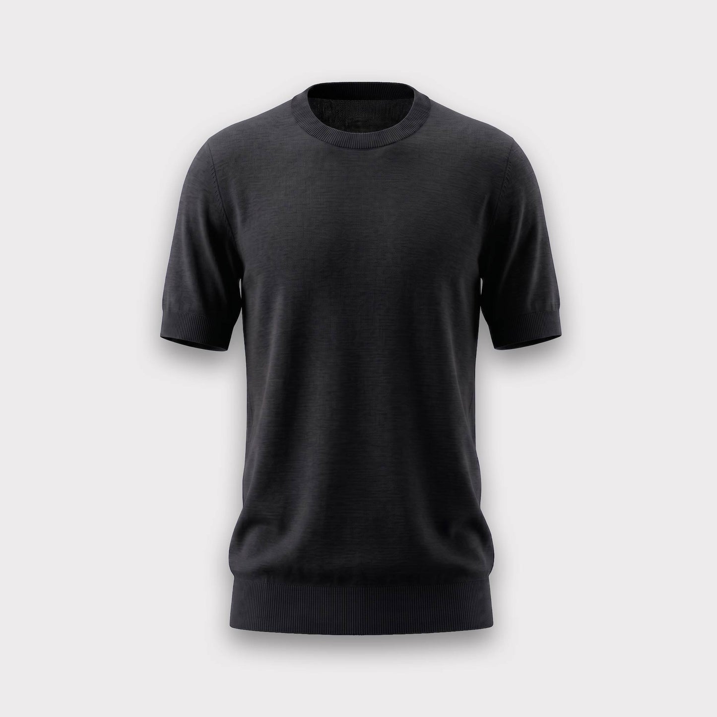 Wool & Silk Round Neck Knitwear - Black