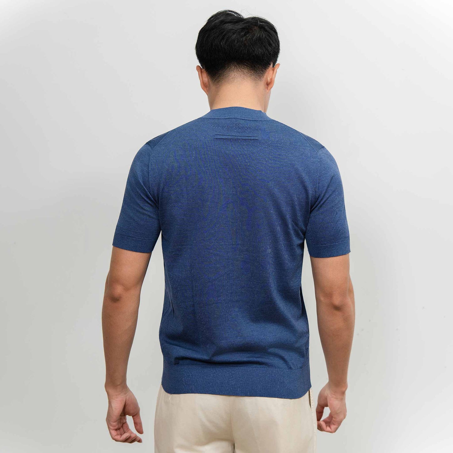 Wool & Silk Round Neck Knitwear - Navy