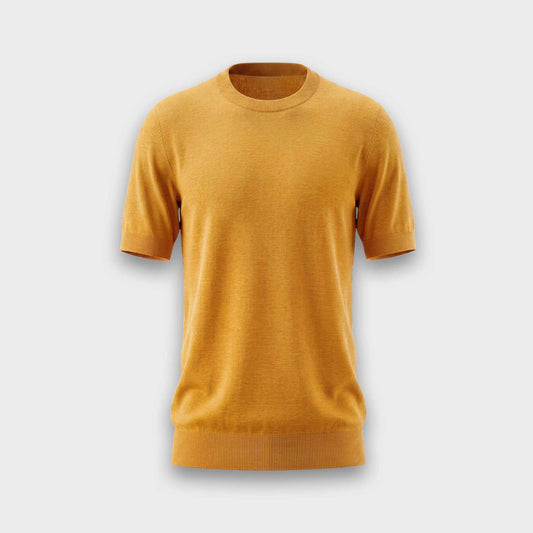 Wool & Silk Round Neck Knitwear - Camel