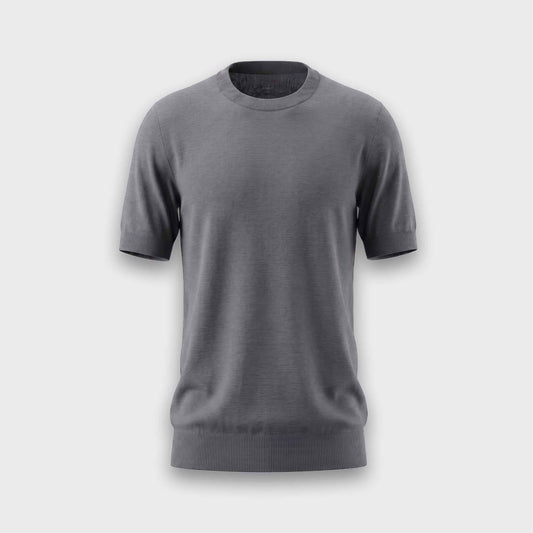 Wool & Silk Round Neck Knitwear - Dark Grey