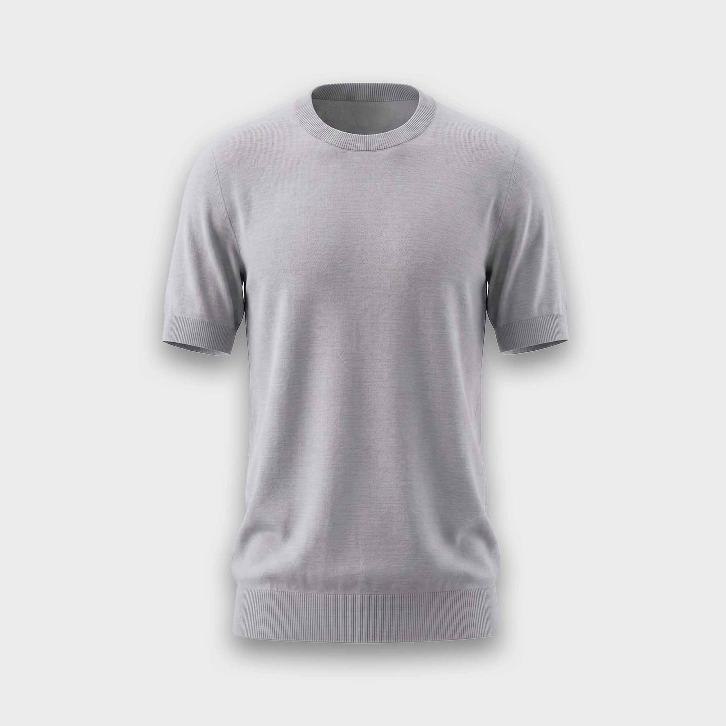 Wool & Silk Round Neck Knitwear - Grey