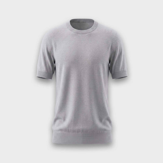 Wool & Silk Round Neck Knitwear - Grey