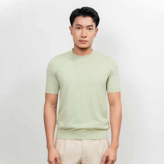 Wool & Silk Round Neck Knitwear - Mint