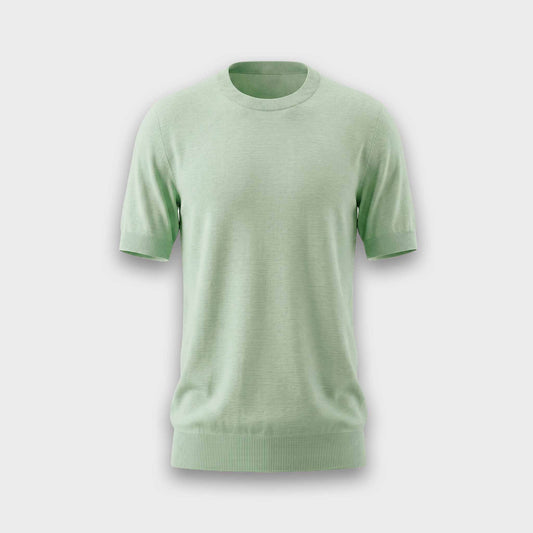 Wool & Silk Round Neck Knitwear - Mint