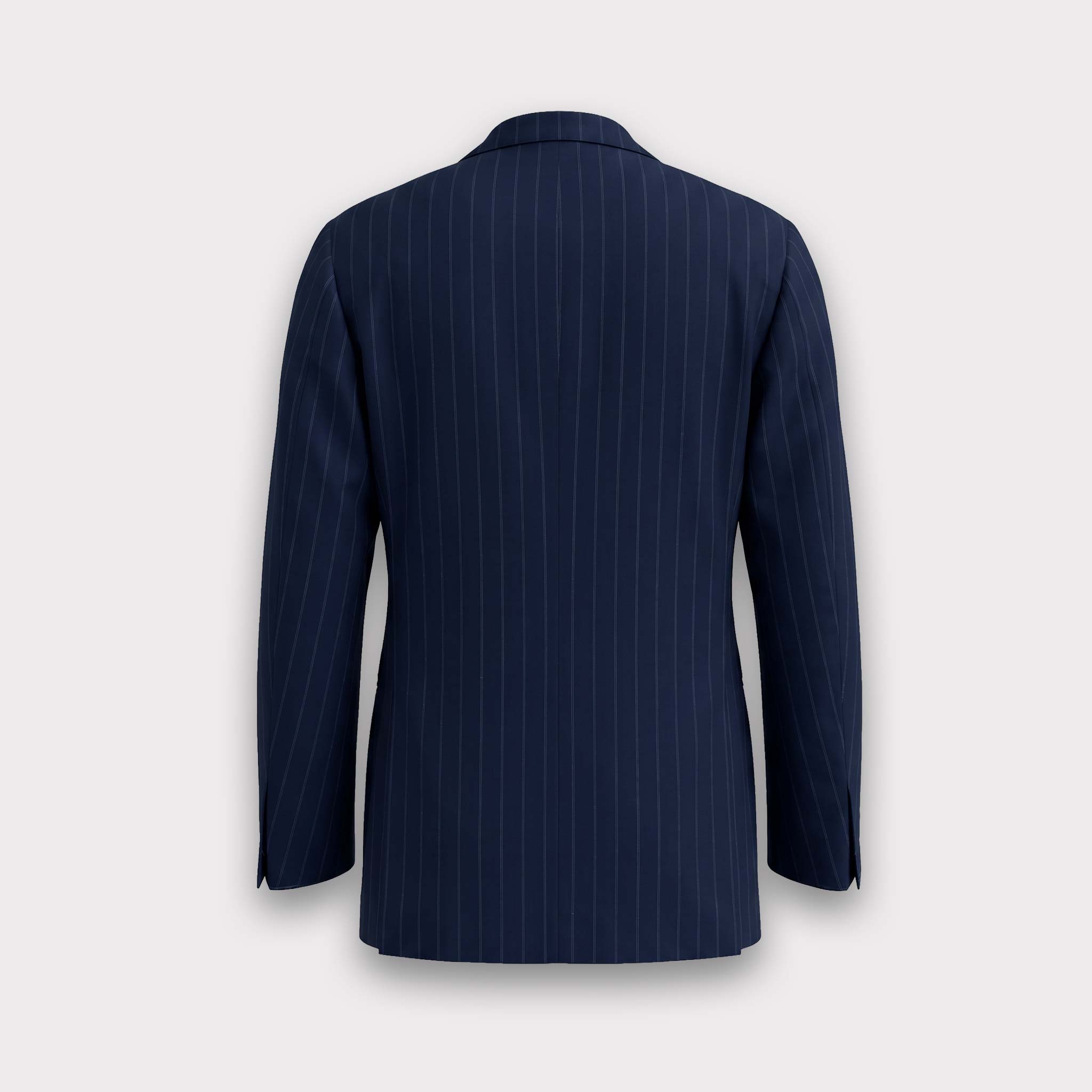 RING JACKET Formal Suit – Navy with White Pinstripes