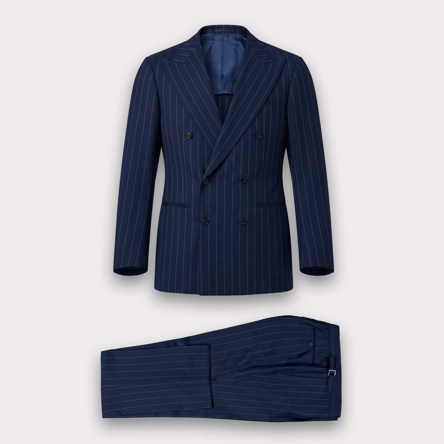 RING JACKET Formal Suit – Navy with White Pinstripes